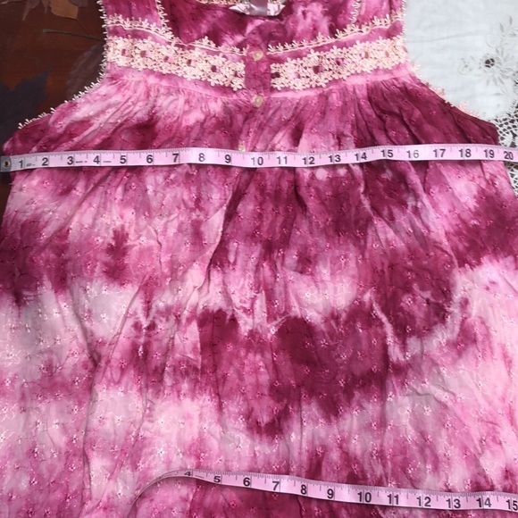 Vintage Embroidered Floral Tie Dye Lace Midi Dress Size Large Pink - Picture 8 of 9
